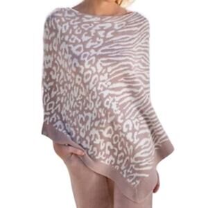 Barefoot Dreams CozyChic Ultra Lite Ocean Breeze Poncho - Faded Rose/Animal OS